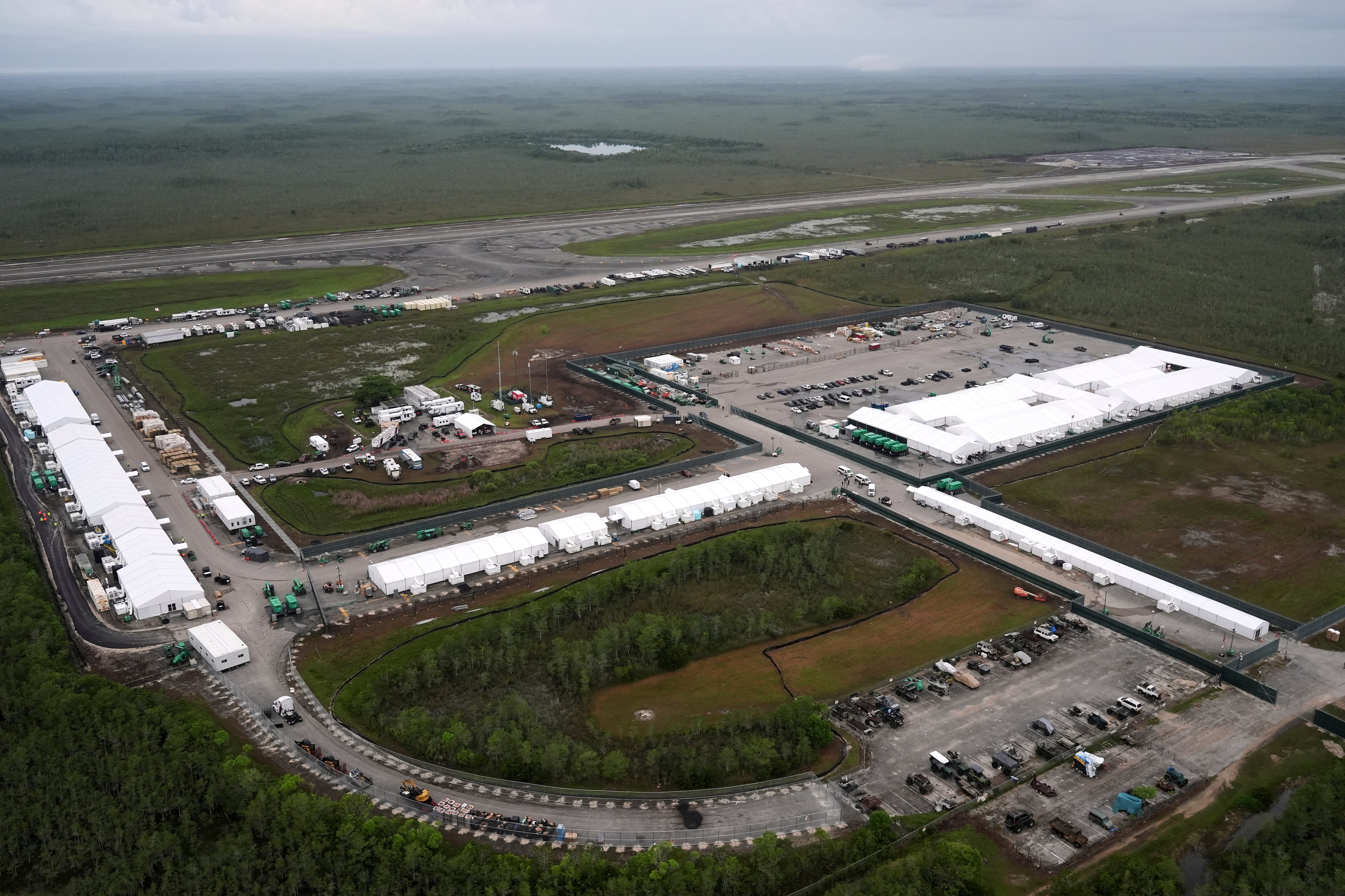 Work progressed on a new migrant detention facility dubbed