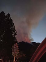 The Fielder Mountain Fire late Thursday, in a photo posted by the Oregon Department of Forestry southwest office on Friday, Aug. 14, 2026. 