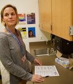 Nurse Practitioner Nancy Casey helps run the Multnomah County Student Health Canter at Roosevelt High School in North Portland.