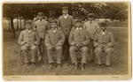 Seven boys from the Spokane tribe sit for a portrait near the Forest Grove Indian Training School in November 1880. The second boy from the right in the front row is Oliver Lot, who would later become chief of the Spokane.