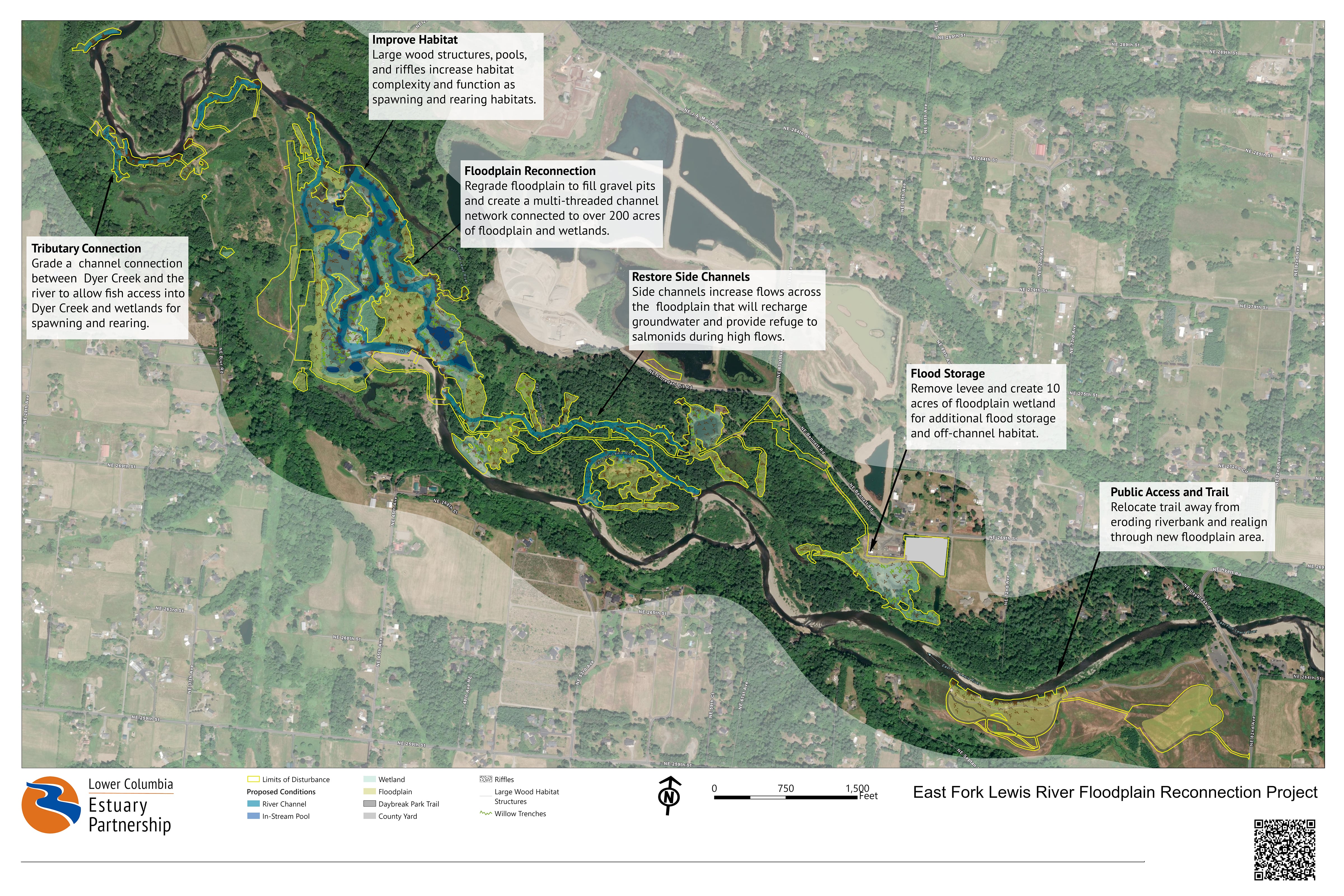 A design for the restoration of the Ridgefield Pits on the East Fork Lewis River. The project is being led by the Lower Columbia Estuary Partnership.