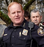 Portland Police Chief Bob Day pictured during a March 7, 2025, press conference announcing the bust of an alleged drug front in the city's Eliot neighborhood. Criminal informants accused store owner of selling drugs by EBT card, stashing drugs for other dealers and fencing stolen goods, records show.