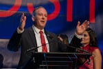 New York Rupublican gubernatorial candidate Lee Zeldin gives a speech at his election night party on Nov. 8, 2022 in New York City.