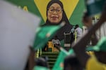 A portrait of Tanzania President Samia Suluhu Hassan during the October election campaign 2025.