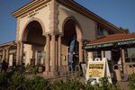Voting signs for California’s special election outside of the Rancho Santa Margarita Library in Orange County. California voters are deciding Proposition 50, which would allow the state’s Democratic leaders to temporarily bypass California’s independent redistricting commission and enact a more Democratic-friendly congressional map ahead of next year’s midterm elections.