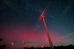 An aurora borealis is seen from the Pujalt astronomical observatory on Oct. 10 in Pujalt, Barcelona, Spain.