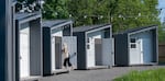 FILE: The Peninsula Crossing Safe Rest Village is a temporary housing shelter located in North Portland, opened in May 2023. The Portland Housing Bureau site features 60 sleeping units, with case management, and on-site access to mental and behavioral health services. 