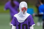 FILE - Suraya Abdull plays in a soccer tournament for immigrant and refugee girls on Sunday, March 29, 2026, in Portland, Ore.