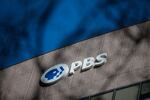 A sign for the Public Broadcasting Service is seen on its building headquarters on Feb. 18, 2025 in Arlington, Va.
