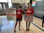 Members of the Oregon Chapter of Moms Demand Action for Gun Sense America showed up at Sunday's Town Hall with Sen. Ron Wyden.