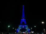 The Eiffel Tower in Paris is illuminated on Oct. 9 with the Star of David and the colors of the national flag of Israel, in tribute to the victims of the recent Hamas attacks.