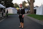 Hash's attire includes ostrich skin boots. “I hardly ever get a chance to wear this except dancing. So, I thought, I'm going to wear it to the rodeo, you know, give these shoes a workout other than on the dance floor,” says Hash. He has attended upwards of 50 rodeos but was at his first Pendleton Round-Up.