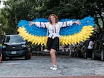 Viktoriia Verbeniuk, a Ukrainian American, poses for a portrait during an event celebrating Ukraine's Independence Day in Washington, D.C., on Aug. 24, 2024.