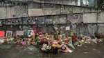 A makeshift memorial stands at the Hollywood MAX station, May 30, 2017, Portland, Oregon.