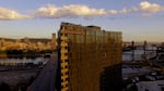 Yard rises 200 feet into Portland's skyline. By comparison, it's about half the size of better known skyscrapers, but the lack of competing structures on the east side accentuates its form.