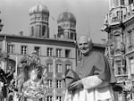 With the towers of Munich's cathedral in the background, Cardinal Ratzinger bids farewell to Bavarian believers in 1982. Ratzinger left Germany to head the Congregation for the Doctrine of the Faith at the Vatican.