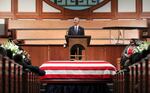 Former President Barack Obama, addresses the service during the funeral for the late Rep. John Lewis, D-Ga., at Ebenezer Baptist Church in Atlanta, Thursday, July 30, 2020.