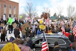 Protesters organized by the Pacific Patriots Network were roughly matched in number by locals counterprotesting at the Harney County Courthouse.