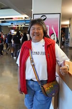 Bobbi Lee, a longtime fan of Portland women's basketball, at a Fire game on June 17, 2026, at the Moda Center in Portland, Ore.