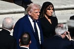 President Trump and First Lady Melania Trump arrive ahead of the late Pope Francis' funeral ceremony
