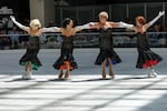 Members of “The Dream Girls,” (left to right) Shannon Sexton, Julie Strawitz, Lori Charlton and Marilu Campbell perform on May 31, 2026, at the final ice performance at the Lloyd Center Ice Rink.