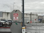 A “no trespassing” sign outside of Northwest ICE Processing Center.