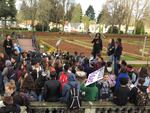 About 200 Ockley Green students marched to Peninsula Park, Apr. 2 2018, to protest the suspension of teacher Chris Riser.