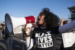 Oria Boyd, 16, speaks into the bullhorn at a protest against police brutality on June 3, 2020.