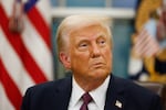 President Trump appears in the Oval Office on Monday. Trump takes office for his second term as the 47th president of the United States. (Photo by Anna Moneymaker/Getty Images)