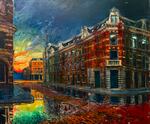 Henk Pander's "Intersection In Amsterdam East" from
The Jews of Amsterdam, Rembrandt and Pander collection on display at the Oregon Jewish Museum and Center for Holocaust Education