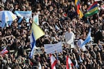 Pope Francis attends his inaugural Mass at St. Peter's Square in Vatican City on March 19, 2013. Many pilgrims and faithful filled the square and the surrounding streets to see the former archbishop of Buenos Aires, Argentina, officially take up his role as pontiff.
