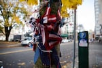 This Nov. 24, 2018, file photo shows a makeshift memorial for Jason Washington near where he was killed by Portland State University police officers.