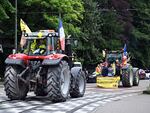Farmers park their tractors near the European Parliament during a protest action by numerous European farmer associations in Brussels, on Tuesday.