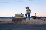 FILE - Lakeview's "Tall Man" greets visitors to the town on Dec. 11, 2025.