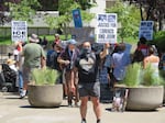 Protesters gathered outside the Federal Building in downtown Eugene on July 18, 2026. Many said they were demonstrating against violence perpetuated by ICE agents during crackdowns, including the shooting deaths of two men: Lorenzo Salgado Araujo and Joan Sebastian Durán Guerrero.