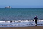 The MV Hondius cruise ship is anchored at a port in Praia, Cape Verde, Monday, May 4, 2026.