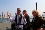 Vancouver City Manager Eric Holmes alongside Mayor Anne McEnerny-Ogle and port Commissioner Eric LaBrant on a joint riverfront tour workshop meeting.