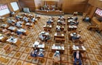 The Oregon Senate in session at the state Capitol in Salem on March 20. Many Republican Senators have walked away from the legislative session to block Democrats from conducting business.