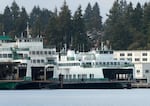 The state ferries Klahowya (center right) and Hyak (left center) are taking up valuable space at the Eagle Harbor maintenance yard of Washington State Ferries. Both retired ferries have been for sale for more than four years.