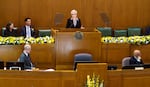 Gov. Tina Kotek gives her inaugural address during her inauguration at the Oregon Capitol in Salem, Ore., Jan. 9, 2023.