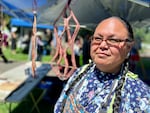 Yakama Nation member Elaine Harvey demonstrated how to filet lamprey and hang it to dry for jerky.