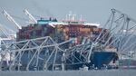 The container ship Dali after it ran into and collapsed the Francis Scott Key Bridge on Tuesday in Baltimore.
