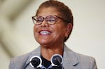 U.S. Rep. Karen Bass focused on addressing homelessness and her ability to bring people together during her mayoral campaign.