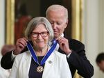 "For so many people and for the nation, Sister Simone Campbell is the gift from God," Biden said.