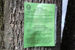A notice warning campers to leave.