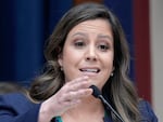 Republican Conference Chair Rep. Elise Stefanik, R-N.Y., questions Columbia University president Nemat Shafik during a House committee hearing on antisemitism in higher education last month.