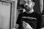 Mark Guiliana getting the vibes right before the session, for the album Family First, 2015, at Bunker Studio, Brooklyn, 2015. Unlike the other musicians, I met Mark by randomly attending a show at Rockwood Music Hall in 2013 and have eagerly followed his career ever since. In addition to being a Grammy nominated artist for his own work, he was also the drummer on Bowie's final album, "Blackstar".