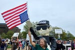 Protesters gather on the National Mall for the "Hands-Off" protest against the Trump administration on April 5, 2025.