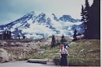 To commemorate the first female ascent of Mount Rainier, Kathy Phibbs wore a dress.