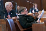 Oregon state Sen. Brian Boquist, R-Dallas, on the Senate floor, March 1, 2024, at the Oregon state Capitol in Salem, Ore.